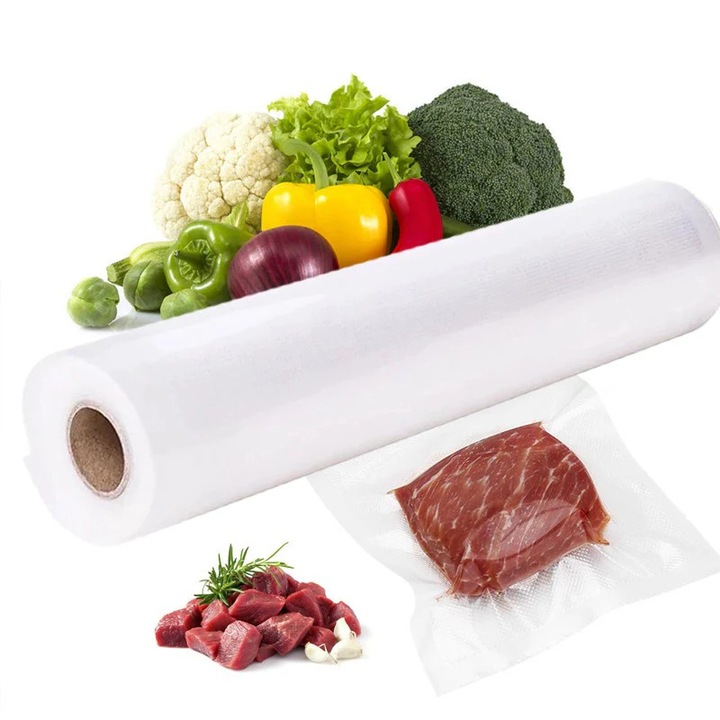 Set 2 Role Folie pentru Vidat Alimente Vivendo 28x500cm Transparent, Neteda si Reliefata