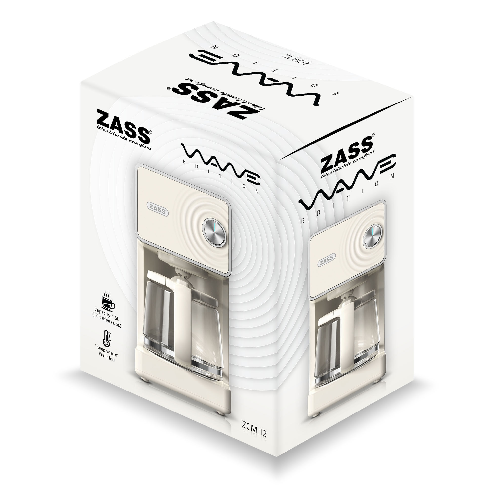 Cafetiera cu filtru ZASS ZCM 12 Wave Edition Crem