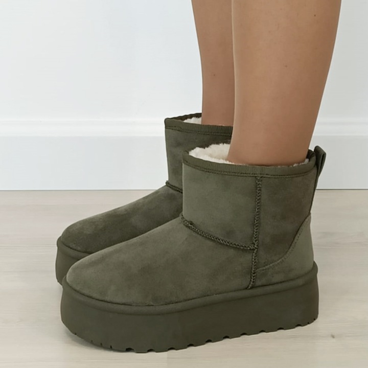 Зелени ботуши с дебела подметка B-LT33-45 111 11104, Зелен