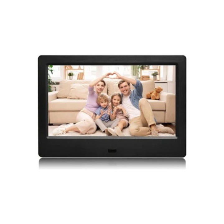 Rama foto digitala VEANXIN 7 inch, HD, neagra, USB/SD