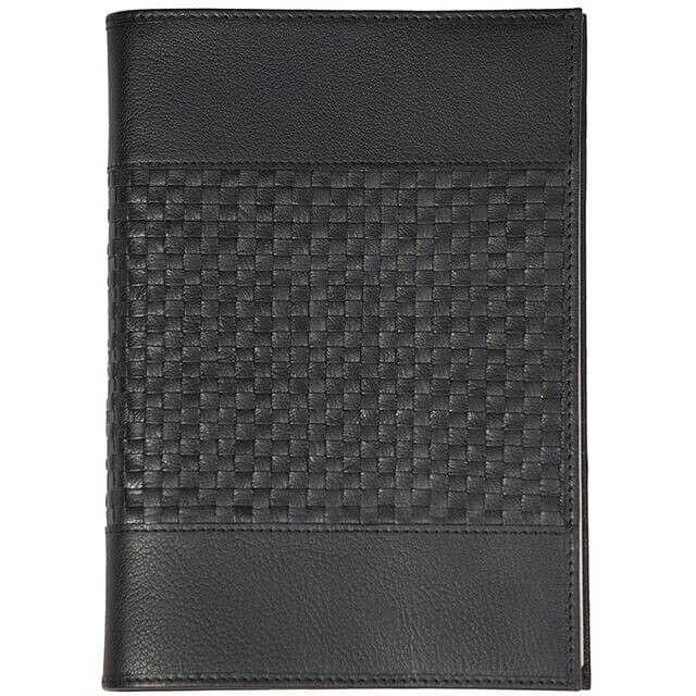 Agenda A5 Artizanale piele naturala neagra, lucrata manual, interior detasabil cant aurit