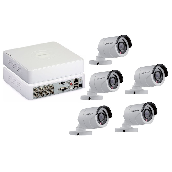 Sistem supraveghere video 3 camere 5MP 2 exterior IR 80 M si IR 40 M 1 interior IR 20m cu full accesorii
