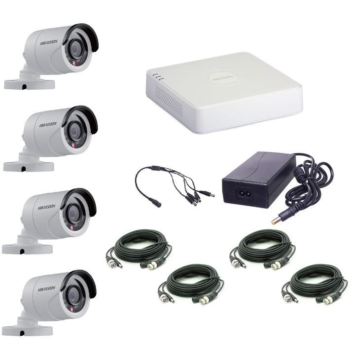 Kit supraveghere video complet ENVIO IP POE cu 3 camere Full Color 5MP PESS-KIT3CHDFM70H500S-WMHDD