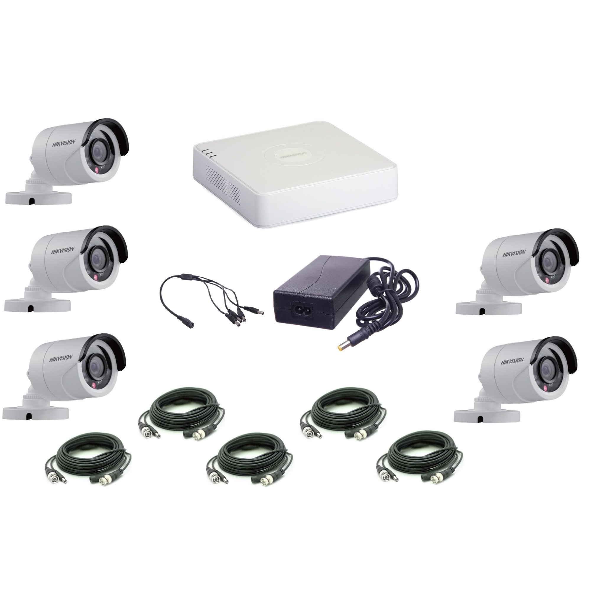 Kit Supraveghere full HD 1080P cu 5 Camere Exterior IR 20m + DVR 8 canale video / 1 canal audio + Accesorii