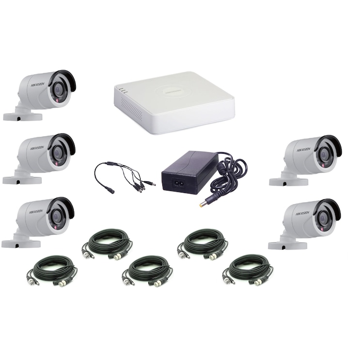 Kit supraveghere video profesional de exterior 6 camere 5MP IR40 M , DVR 8 canale, live internet