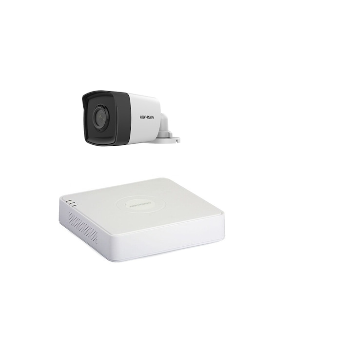 Kit supraveghere video Hikvision 2MP, cu 1 camera 2MP de exterior/interior MK113