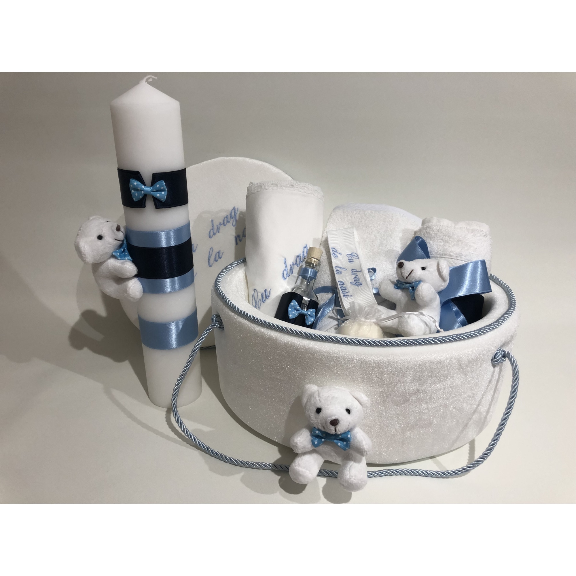 Trusou botez la cufar din catifea si lumanare id :45 model Ola Baby