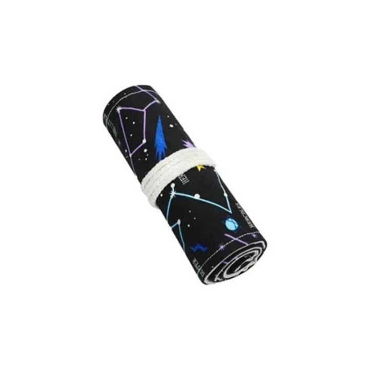 Tollartartó, 12 rekeszes, ecsettartó, vászon hátizsák, iskolai használatra, többszínű