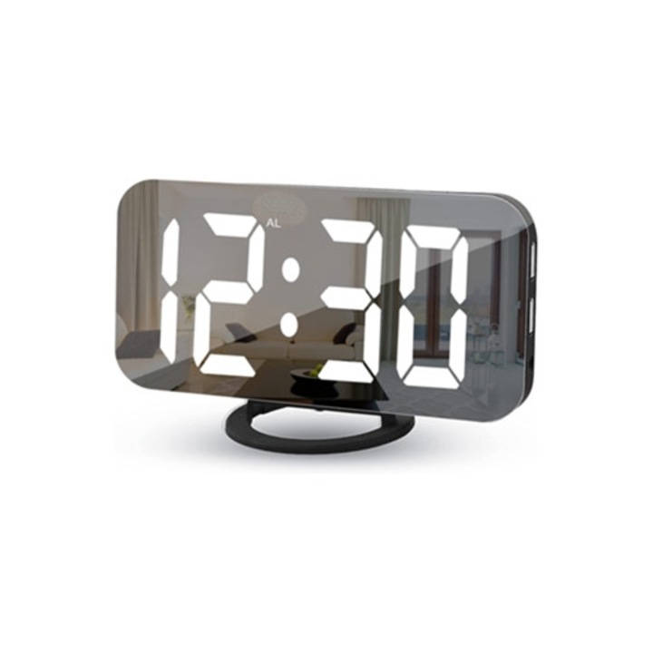 Ceas decorativ digital cu alarma, VENISYMLIS, cu incarcator USB, dimensiuni mari