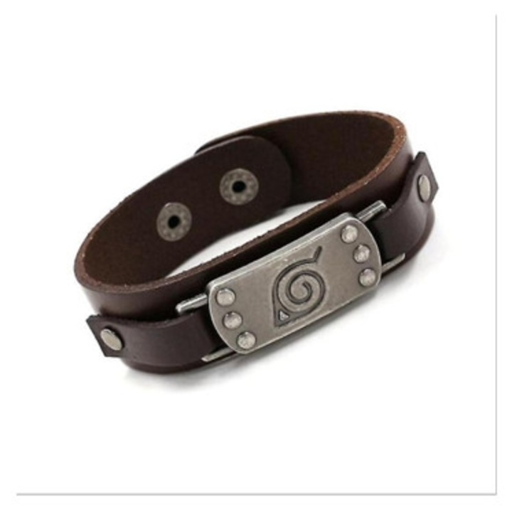 Bratara din piele de vaca retro cu logo-ul satului Konoha