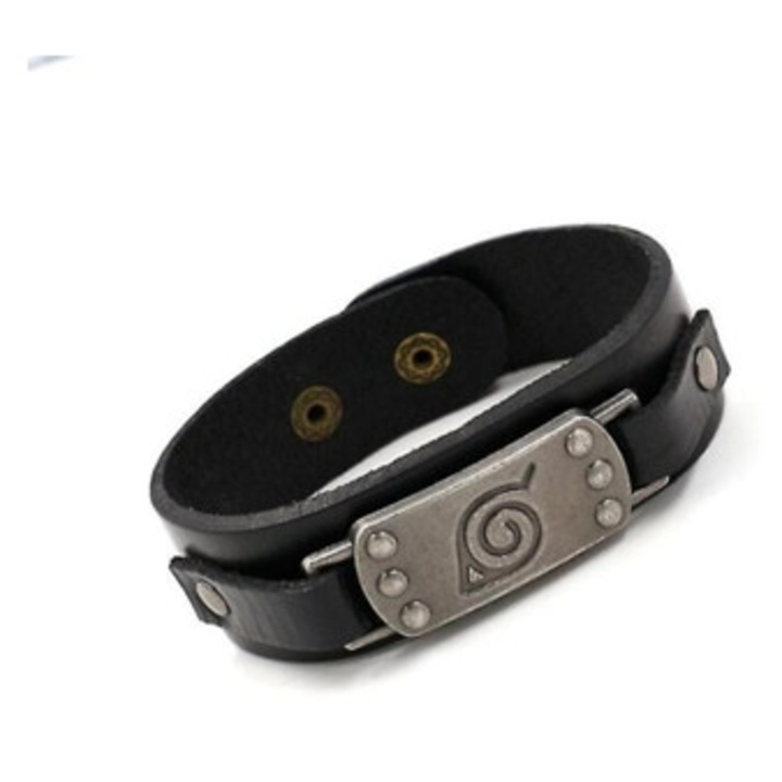 Bratara din piele de vaca retro cu logo-ul satului Konoha