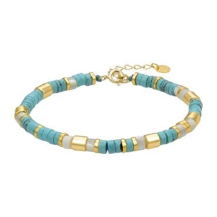 Bratara din argint 925 cu turcoaz, placata cu aur galben de 18k