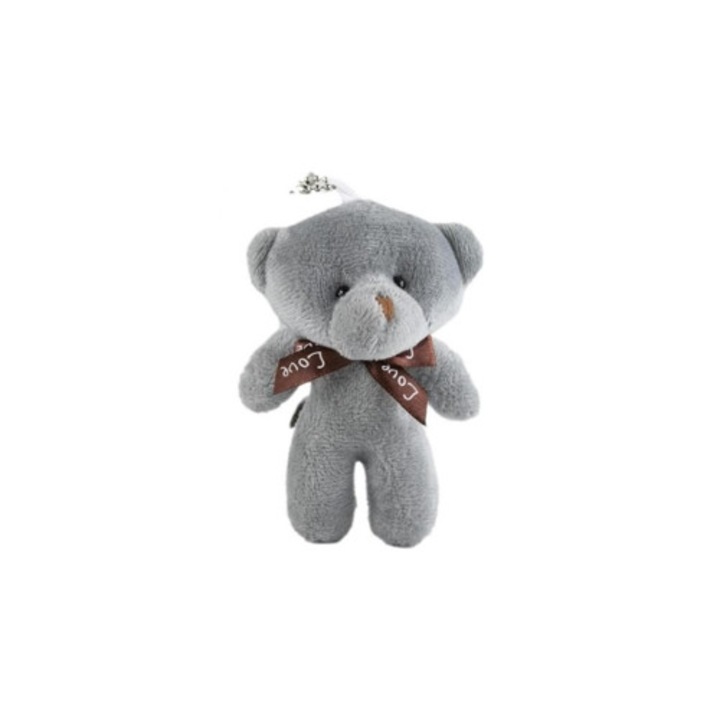 Breloc cu pandantiv urs, jucarie din plus, gri