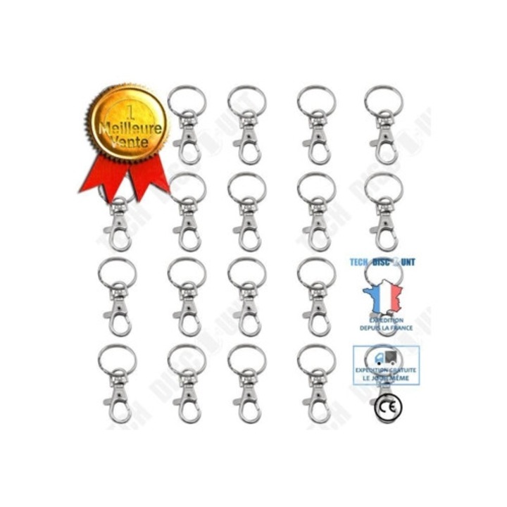 Lunavo Mosquetoes férfi kulcstartó készlet, 20 db, ezüst, 20 mm