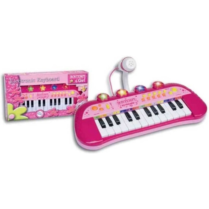 Elektronikus orgona 24 billentyűvel, mikrofon szettel, rózsaszín, 33x22x12cm