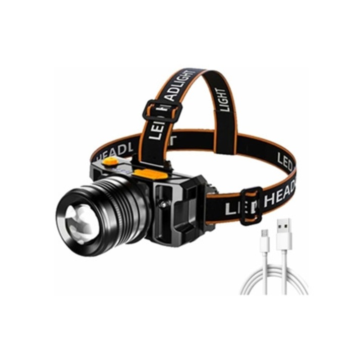 Lanterna LED cu zoom rotativ, impermeabila, 3 moduri, neagra