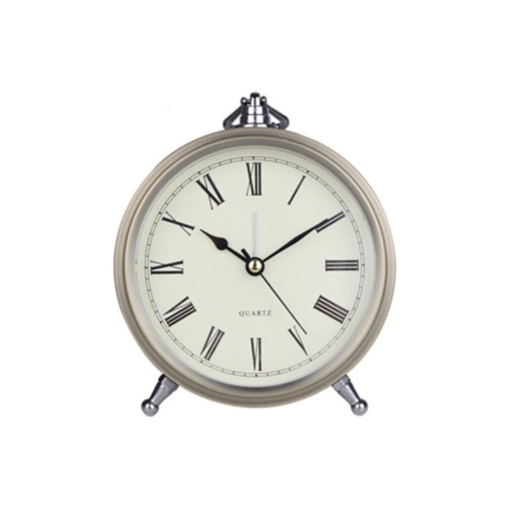 Dekoratív óra, antik réz fém, csendes riasztó, nappaliba vagy hálószobába