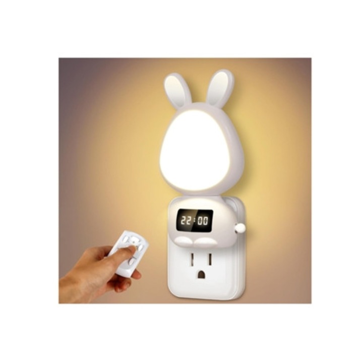 Veioza cu telecomanda, montare pe perete, cu ceas si timer