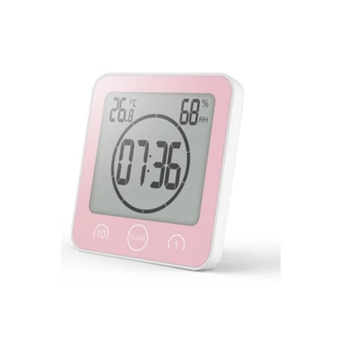 Dekoratív falióra fürdőszobába, időzítő, hőmérséklet és páratartalom, többszínű, 30x30cm