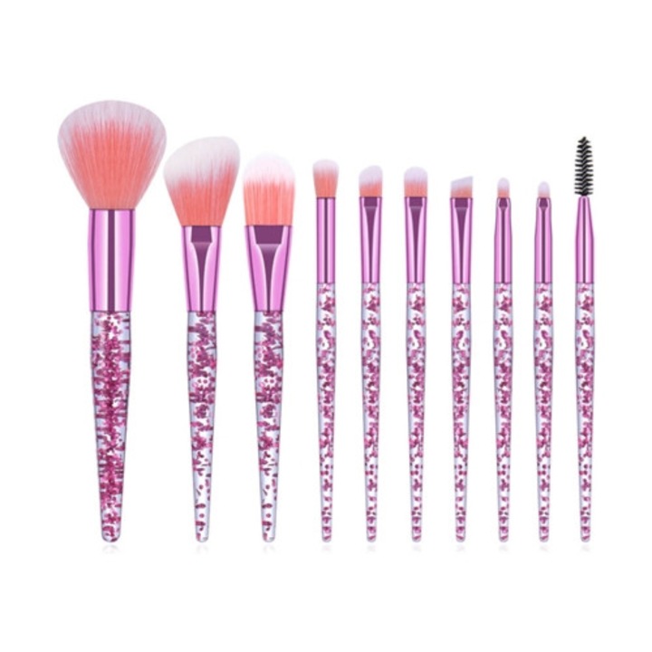 Set pensule machiaj 10 piese, multicolor