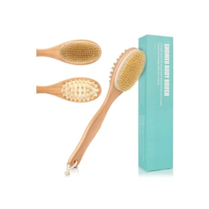 Xelparuc fából készült fürdőkefe, hámlasztó, száraz és nedves bőrre, uniszex