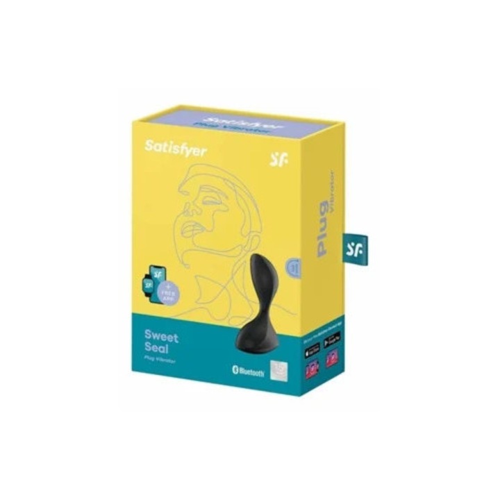 Vibrator Satisfyer Sweet Seal Plug, negru, cu aplicatie