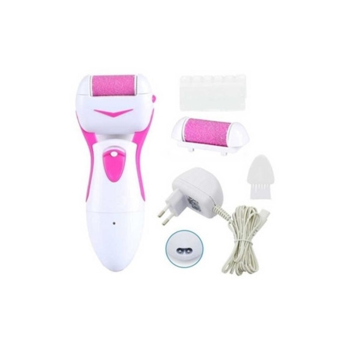 Pila electrica pentru calcaie, Alb/Roz, Rezistent la apa