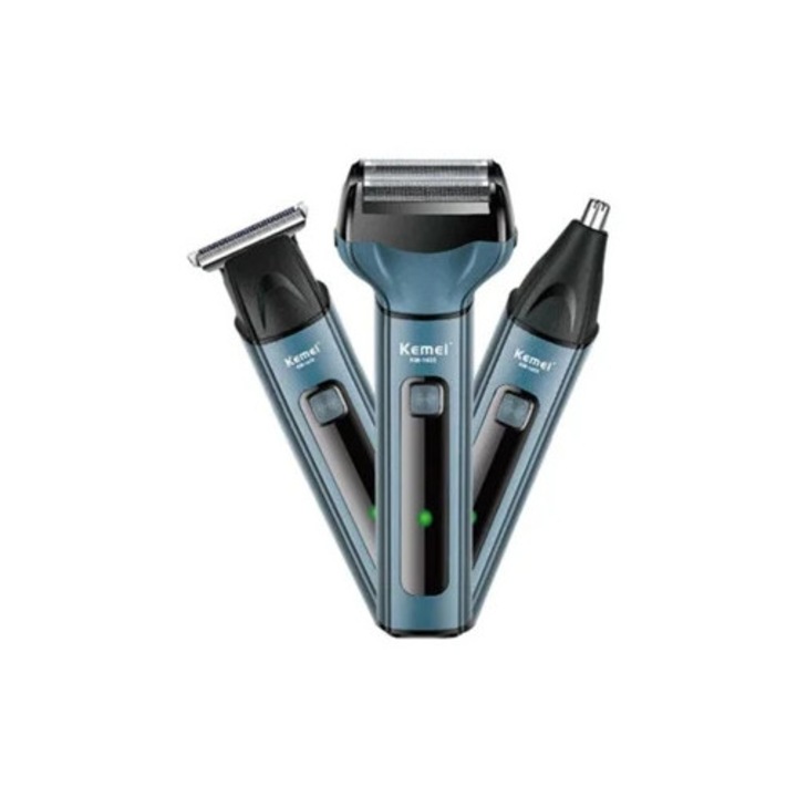 Aparat de ras electric KM-1433, 3 in 1, albastru