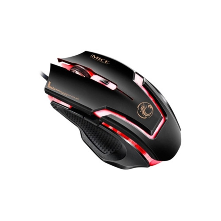 Mouse de gaming optic LED de inalta precizie, 3200 DPI, negru