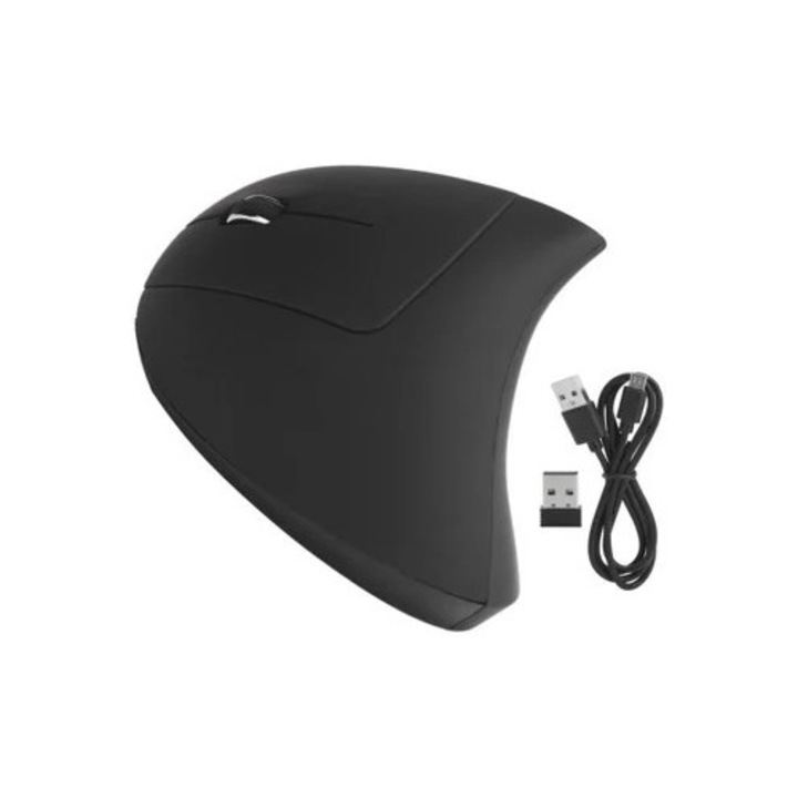 Mouse ergonomic vertical pentru stanga, 800/1200 DPI, incarcare prin USB