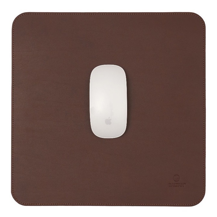 Egérpad Baltan, M 30x30 cm, Valódi bőr, Elegáns dizájn, Kopásálló, Precíziós felület, Sötétbarna