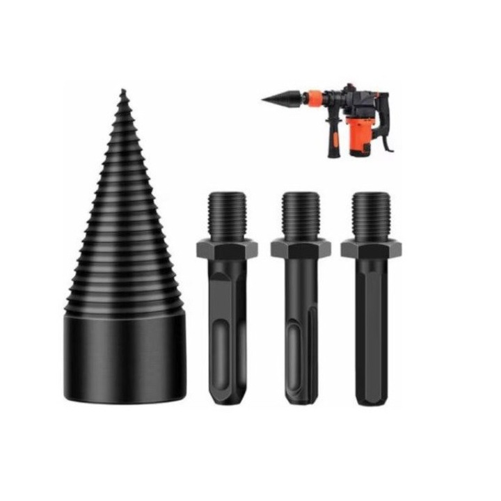 Set burghie pentru despicat lemne Spo sculeprofionline, diametru 42 mm, otel carbon, 3 prinderi