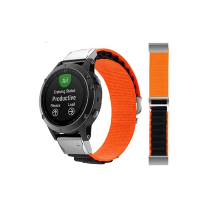 Bratara Alpine Loop pentru Garmin Forerunner 935, portocalie si neagra, accesorii smartwatch