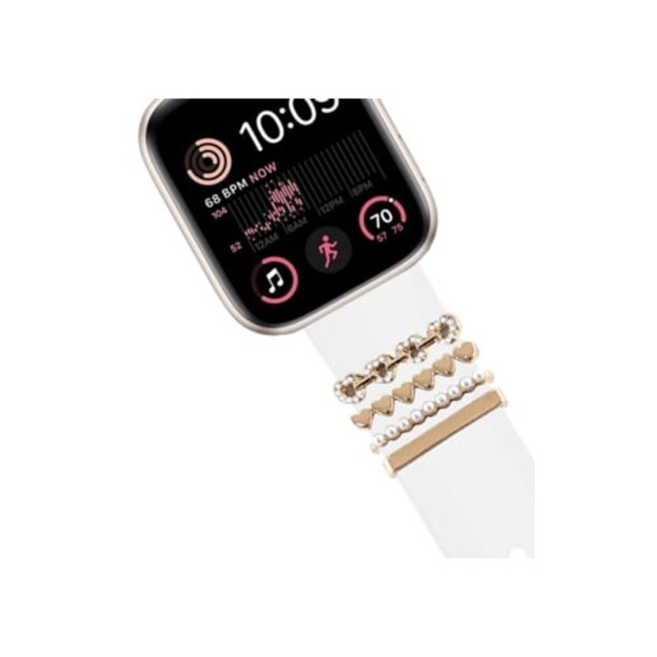 Szíj Apple Watch Series Se 44mm-hez, szív alakú díszítéssel, fehér