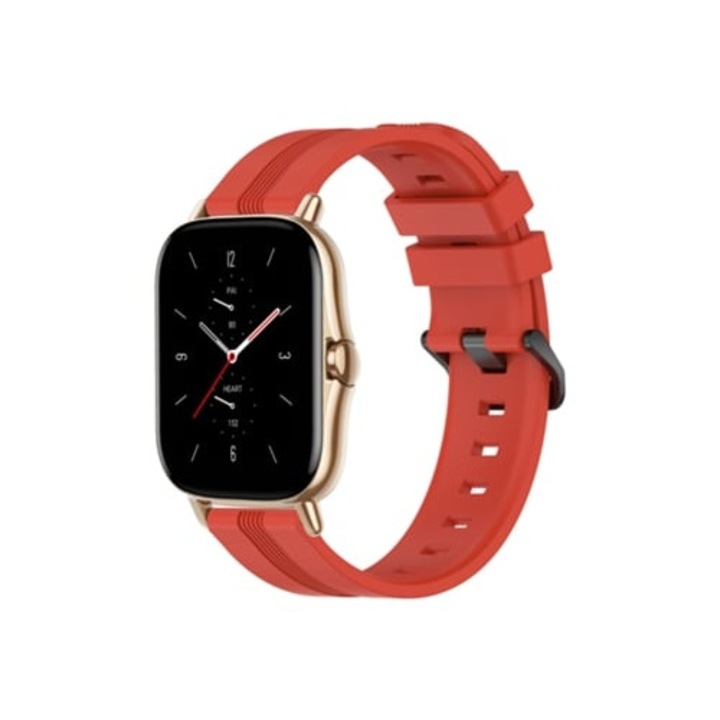 Okosóra szíj Amazfit GTS 2-höz, szilikon, homorú csíkok, piros, 20mm