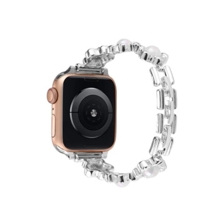 Bratara metalica pentru Apple Watch Ultra 49mm & Watch Ultra 2 49mm/Series 9 & 8 & 7 45mm/SE 3 & SE 2 & 6 & SE & 5 & 4 44mm/3 & 2, accesorii smartwatch