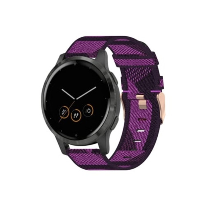 Curea smartwatch set pentru Garmin Vivoactive 4S, 18mm, nylon, mov