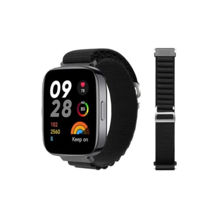 Xiaomi Redmi Watch 3 okosóra, fekete szíj