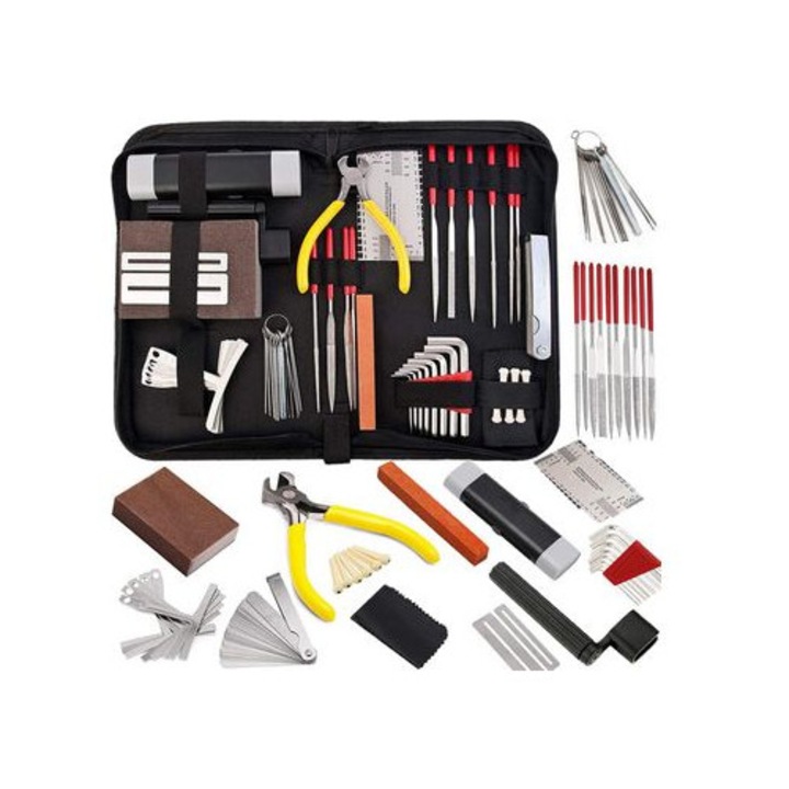 Gitár szerszámkészlet 57 darabos hordtáskával, többszínű