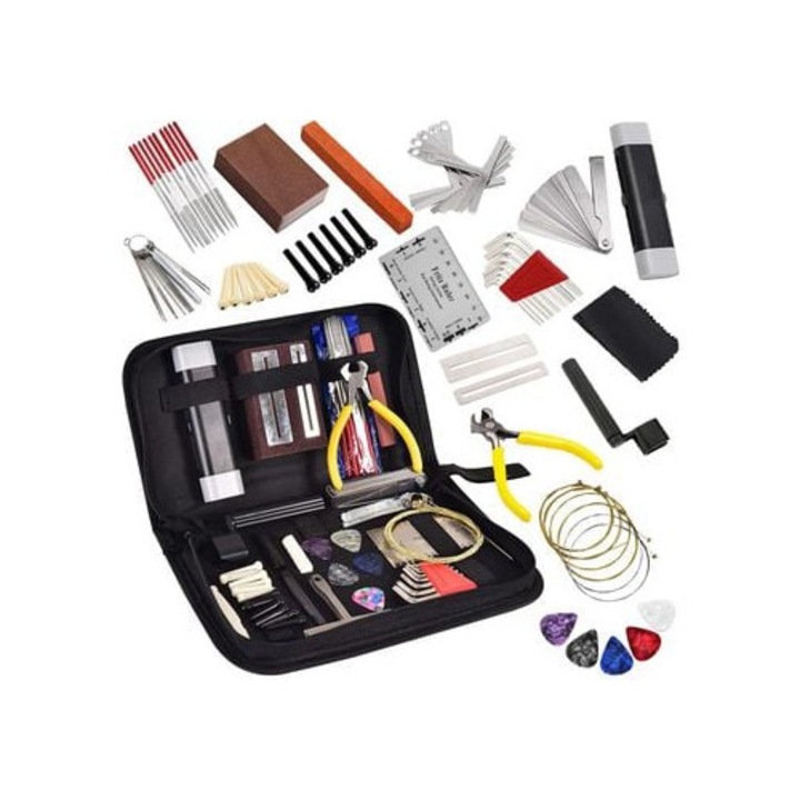 Gitár szerszámkészlet 74 darabos hordtáskával többszínű