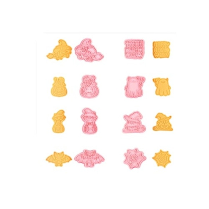 Set 8 forme prajituri 3D Halloween, unelte de copt, multicolor