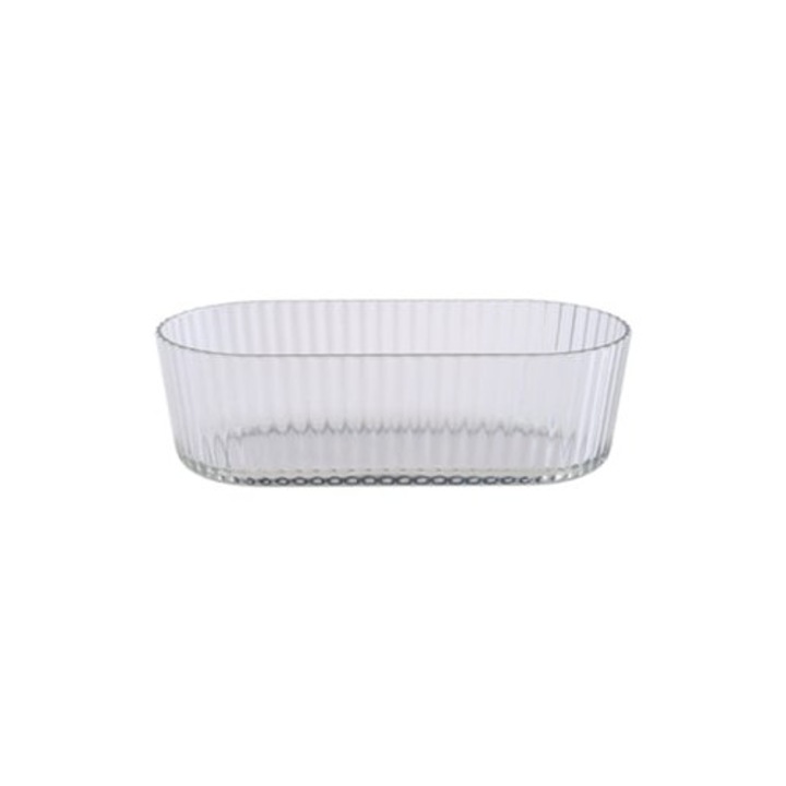 Bol oval transparent pentru servire, reutilizabil, pentru cereale, gustari, iaurt, salata, fructe, alb