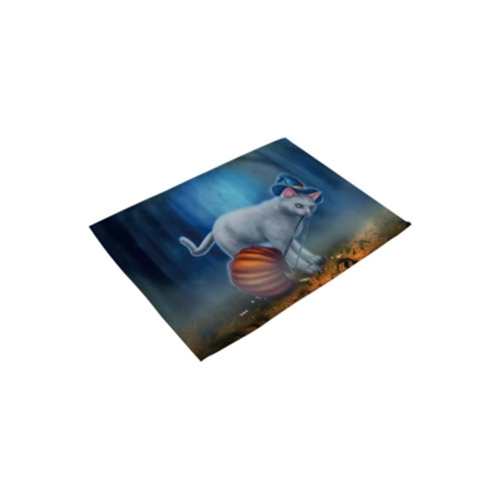 Masuta din bumbac si in cu imprimeu de animale, set de servete pentru masa