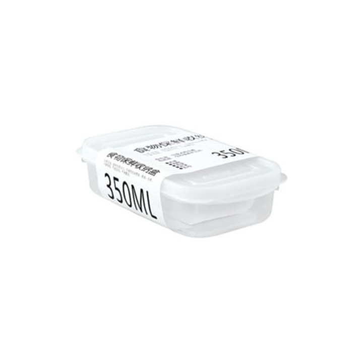 Cutie alimentara plastica transparenta patrata cu capac, 350ml
