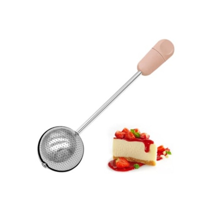 Sita din otel inoxidabil pentru zahar pudra si faina, unelte de patiserie, 20x10cm