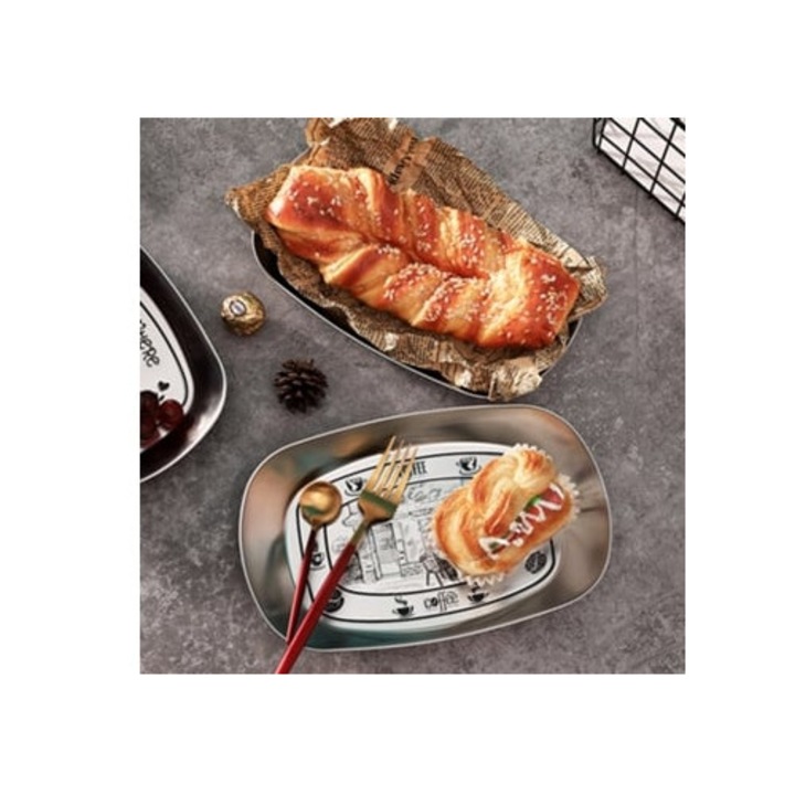 Vesela camping, farfurie din tabla pentru picnic, model cafea, portabila