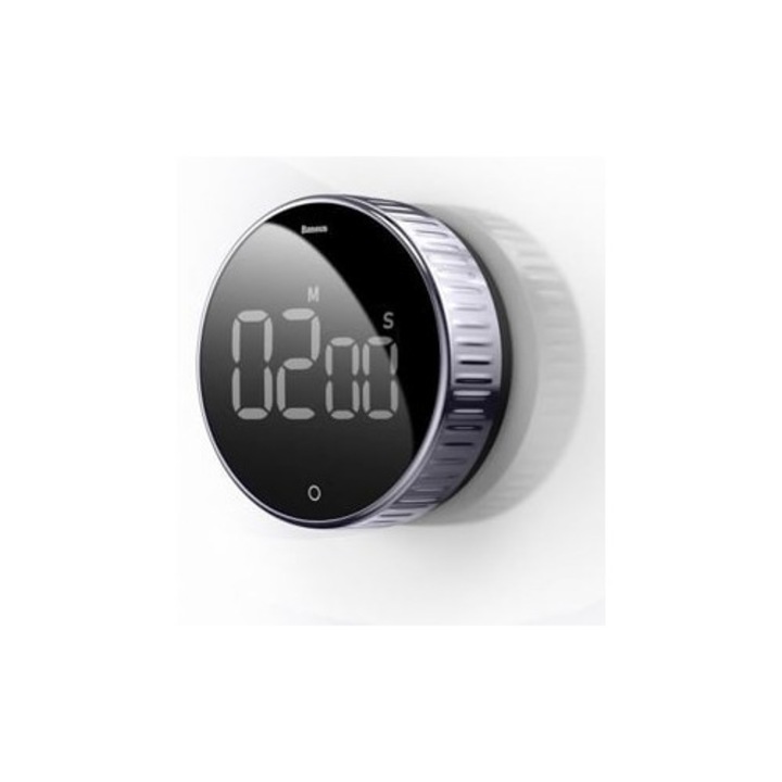Timer magnetic digital pentru bucatarie, electronic, 2 functii, negru, 10x5cm