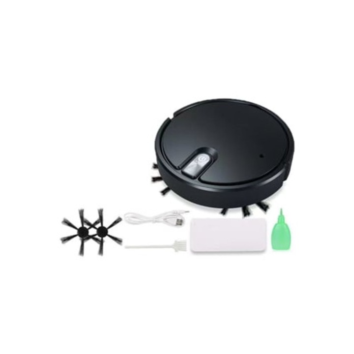 Aspirator robot multifunctional, 4 in 1, cu lumina UV, negru