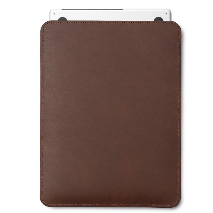 Husa pentru MacBook Air 15 M2 Baltan Sleeve 15 inch din piele naturala premium rezistenta la apa, maro inchis