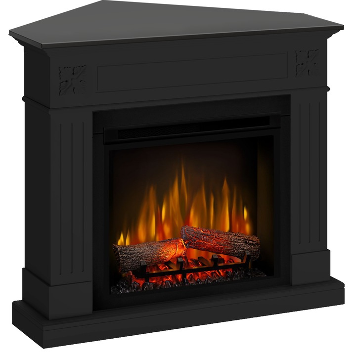 Semineu electric London Drept/Colt Negru cu focar electric 3D Dimplex Optiflame XHD23 si sunet